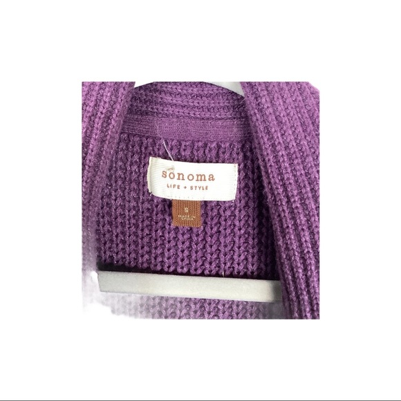 Sonoma Women Size Small Purple Button Front Short Sleeve Cardigan Sweater - Picture 3 of 6